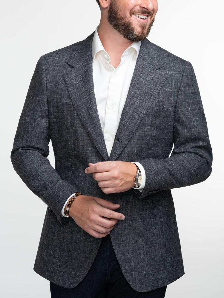 Dark Grey WoolLinenSilk Blend Sports Jacket Surmesur