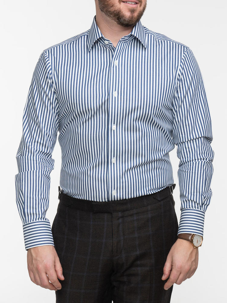 Navy Bengal Stripes Dress Shirt for Men 