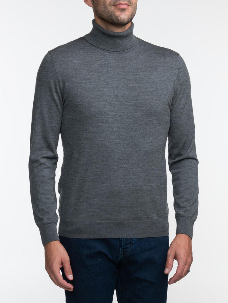 Col roulé gris en laine pour homme - Surmesur