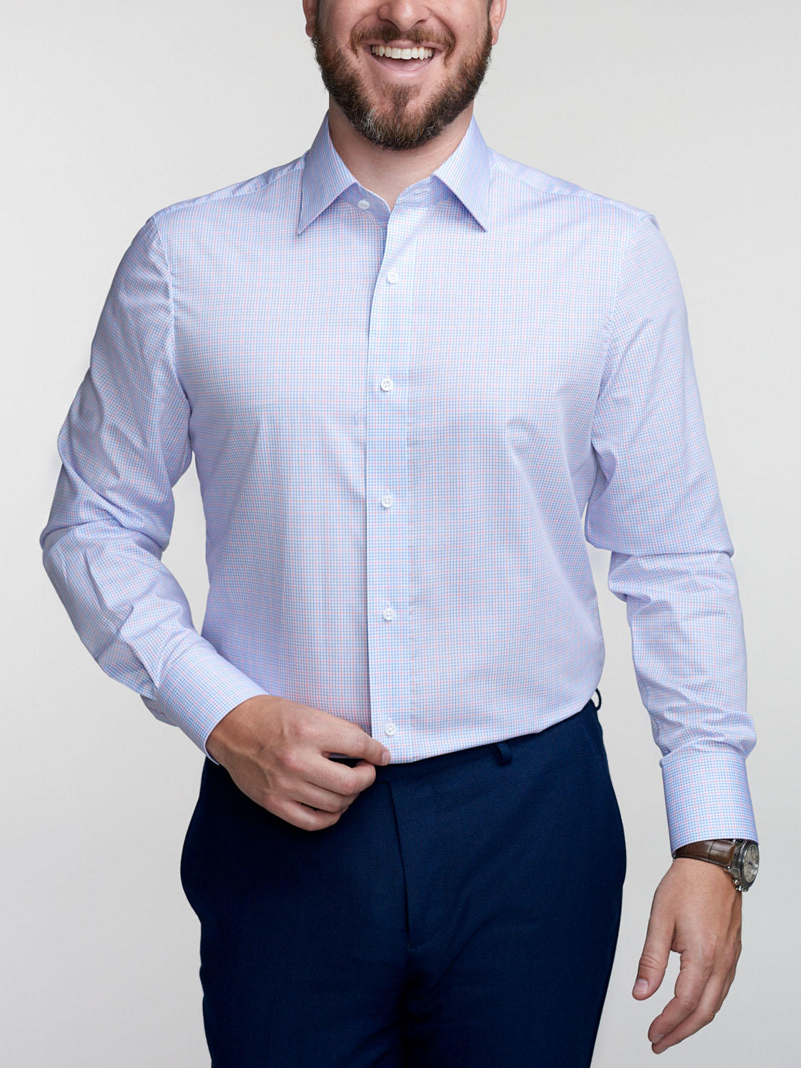 Chemise Homme Paul Stragas - Coton Rose à Carreaux - Taille XL (T42) - Occasion Très Bon État