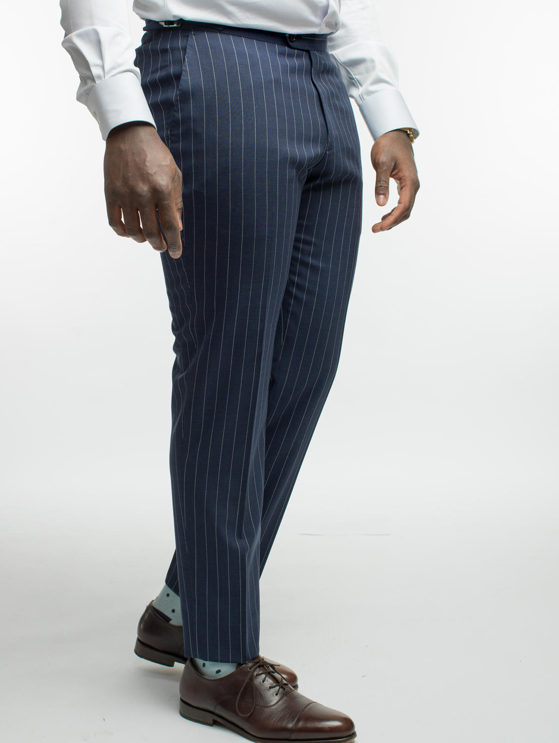 Pantalon Robe Brooks Brothers En Laine Bleu Marine à Rayures - Taille 0P - Occasion Très Bon état
