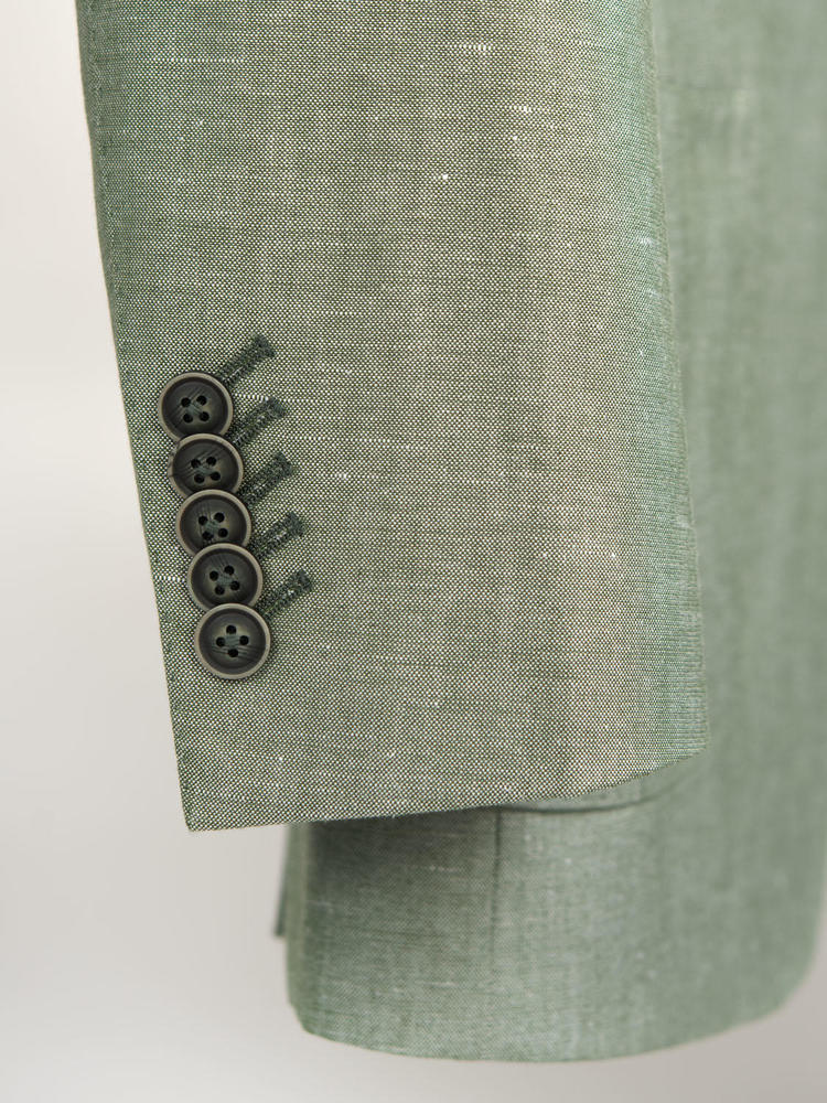 Veston vert en mélange de lin et coton pour homme - Surmesur