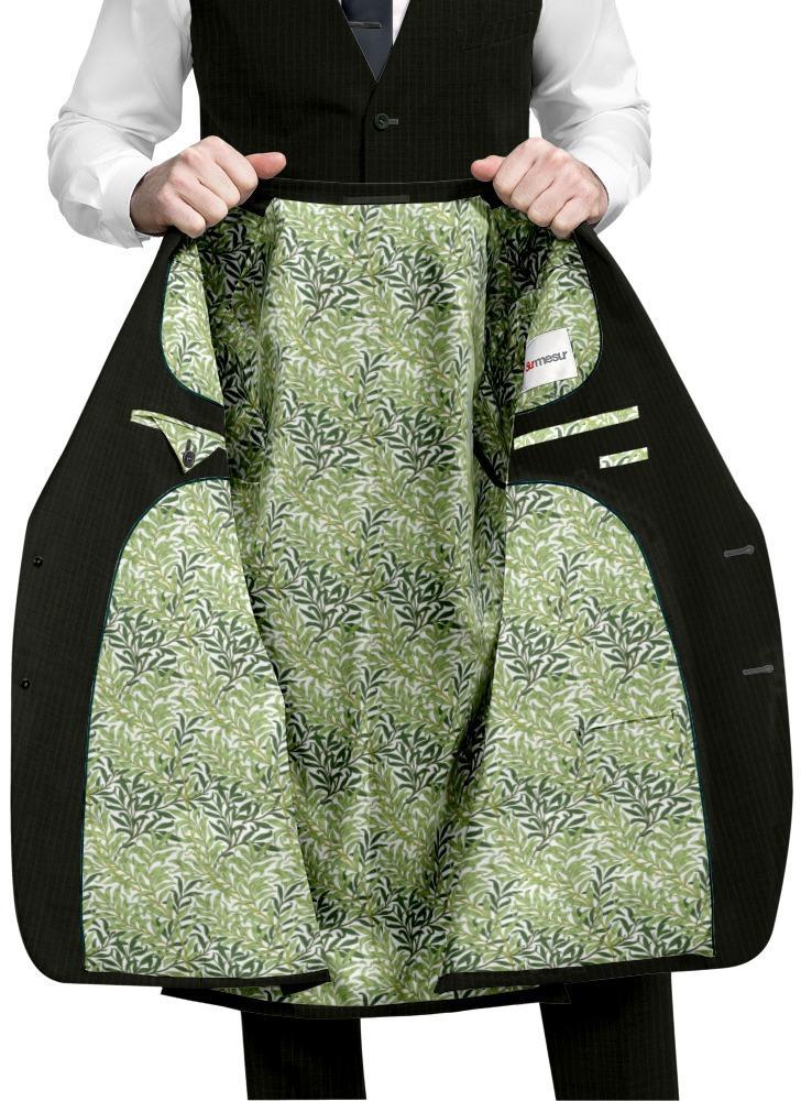 Dark Green Pinstripe Suit - Surmesur