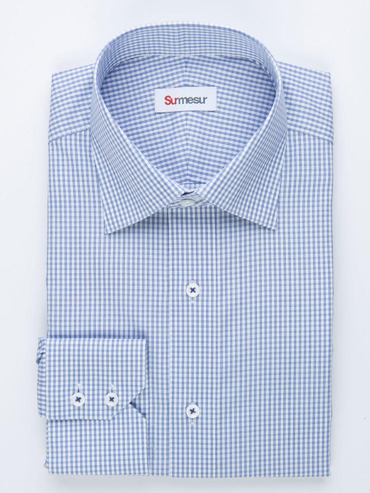 Small Blue Check Dress Shirt - Surmesur